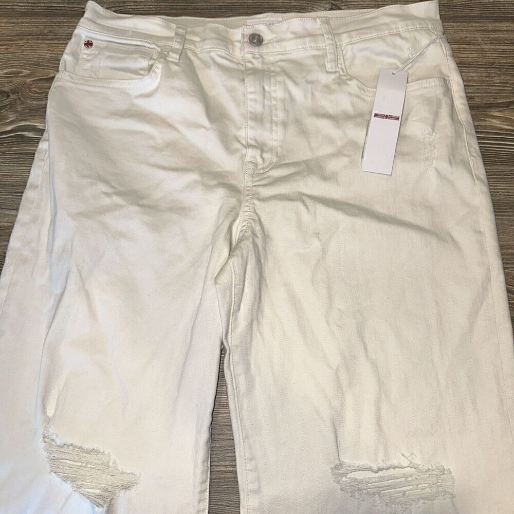 Hudson Rosalie Wide Leg Cream Distressed Jeans. Size 32. NWT. $225. V